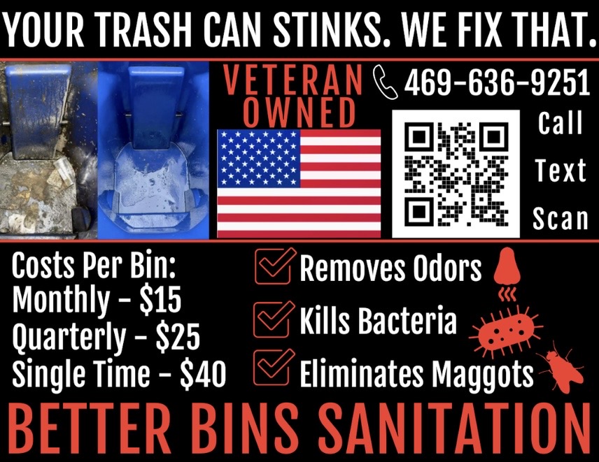 Trash bin interior before and after cleaning, side by side